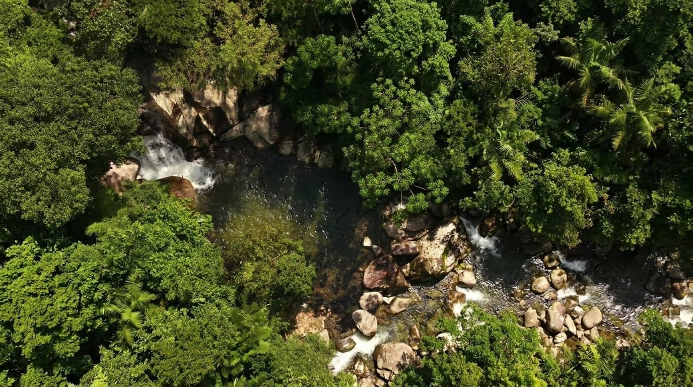 Vista aérea da cachoeira